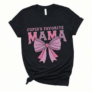Gildan Black Tee with Pink Bow Graphic